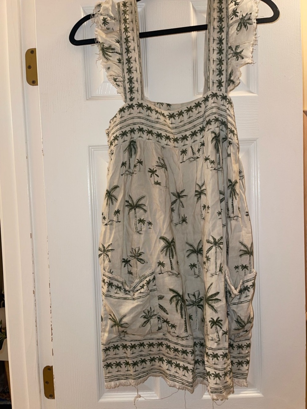 Show Me Your Mumu Cream Dress with Green Palm Print